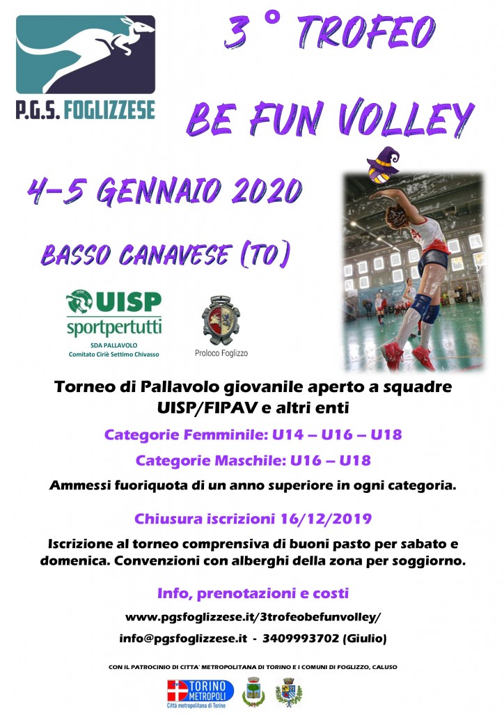 Locandina 3° Trofeo BE FUN Volley 2020